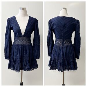 Free People • Navy Blue Deep V Neck Dress